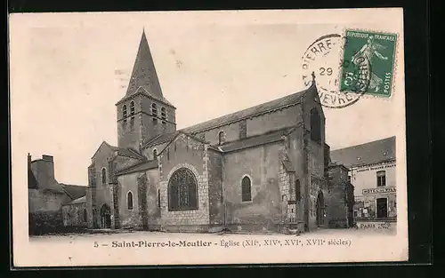 AK Saint-Pierre-le-Moutier, L`Eglise et l`Hotel-de-Ville