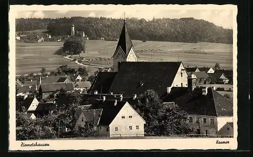 AK Ziemetshausen, Ortspartie mit Kirche