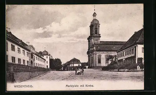 AK Wiesentheid, Marktplatz mit Kirche