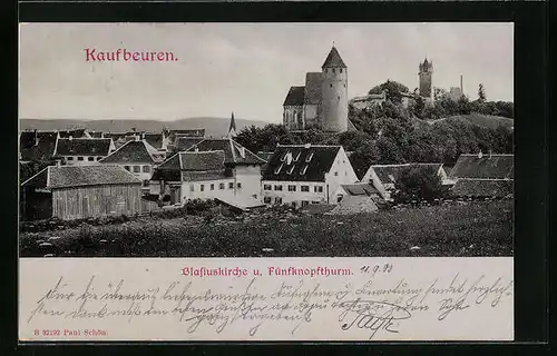 AK Kaufbeuren, Blasiuskirche und Fünfknopfturm