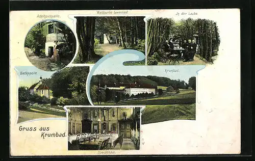 AK Krumbad, Kuranstalt, Speisesaal, Badkapelle