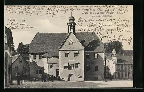 AK Bad Rastenberg i. Thür., Marktplatz mit Rathaus
