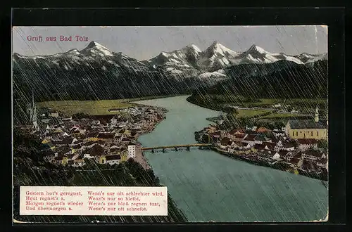 AK Bad Tölz, Ortsansicht im Regen