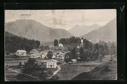 AK Jachenau, Gesamtansicht mit Bergen