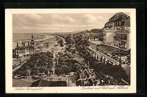 Künstler-AK Heringsdorf, Kurhaus mit Blick nach Ahlbeck