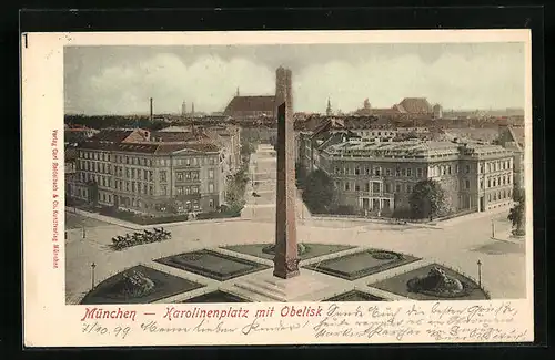 AK München, Karolinenplatz mit Obelisk