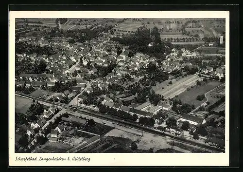 AK Langenbrücken bei Heidelberg, Ortsansicht aus der Vogelschau