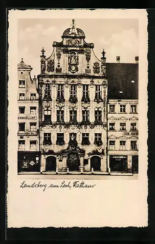 AK Landsberg am Lech, Rathaus mit Geschäften
