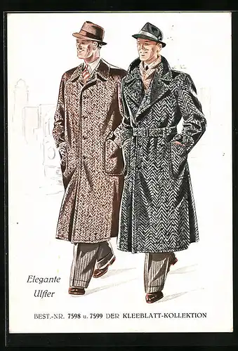 AK Reklame für Kleidung, zwei Herren in eleganten Mänteln