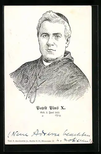Künstler-AK Papst Pius X., Geb. 2. Juni 1835