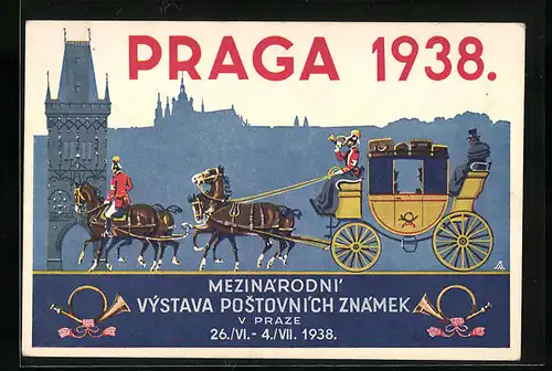 AK Prag, Mezinarodni Vystava Postovnich Znamek 1938, Postkutsche