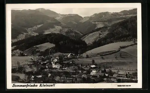 AK Kleinzell, Ortspartie aus der Vogelschau