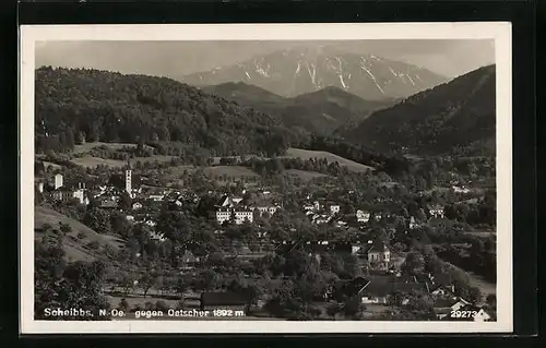 AK Scheibbs, Ortsansicht gegen den Oetscher