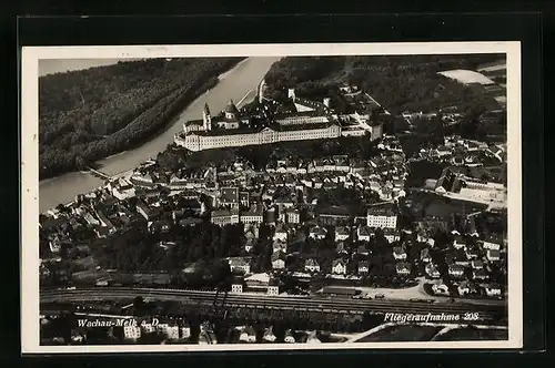 AK Melk a. D., Fliegeraufnahme der Ortschaft