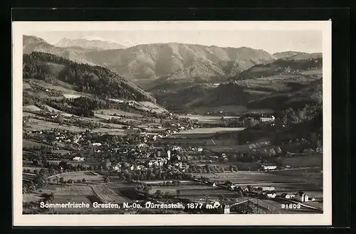 AK Gresten, Ortsansicht gegen Dürrenstein