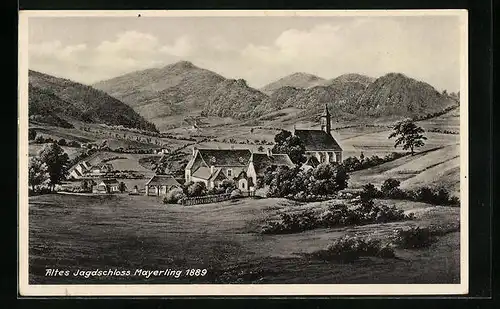 Künstler-AK Mayerling, Blick auf das alte Jagdschloss, 1889