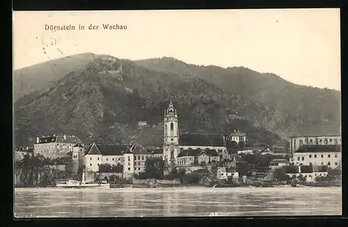 AK Dürnstein /Wachau, Flusspartie mit Kirche
