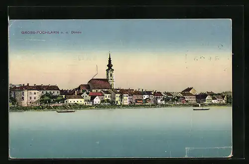 AK Gross-Pöchlarn /Donau, Totalansicht vom anderen Flussufer