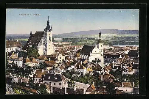 AK Krems /Donau, Teilansicht mit Kirchen