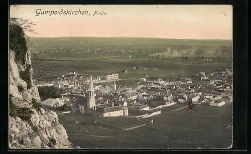 AK Gumpoldskirchen, Ortsansicht aus der Vogelschau