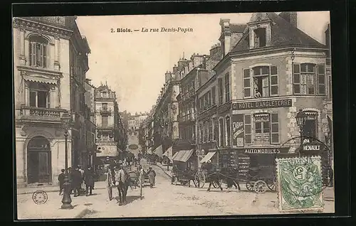 AK Blois, La rue Denis-Papin, Strassenpartie