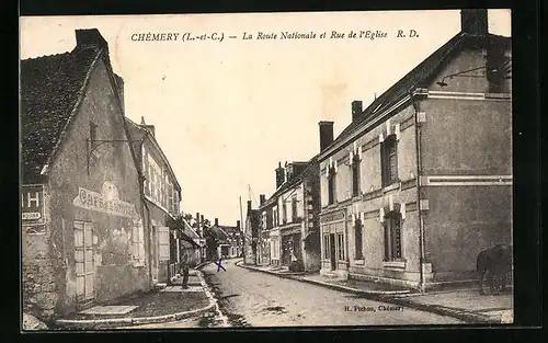 AK Chémery, La Route Nationale et Rue de l`Eglise