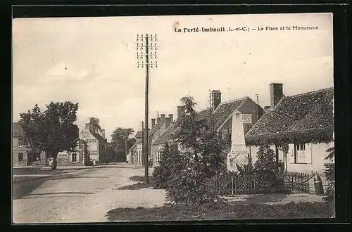 AK La Ferté-Imbault, La Place et le Monument