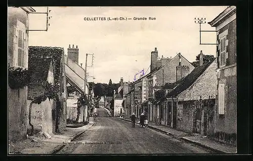 AK Cellettes, Grande Rue, Strassenpartie
