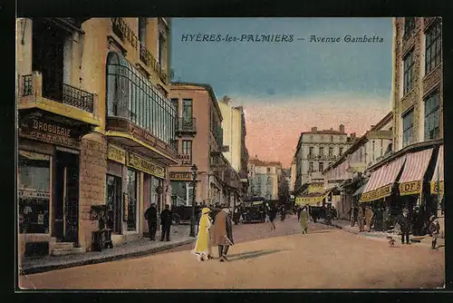 AK Hyères-les-Palmiers, Avenue Gambetta