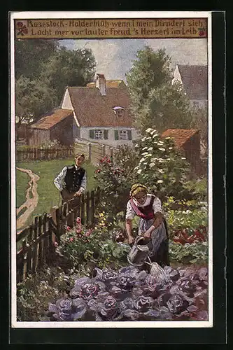 Künstler-AK Paul Hey: Verein für das Deutschtum im Ausland, Nr. 41, Rosestock, Holderlein