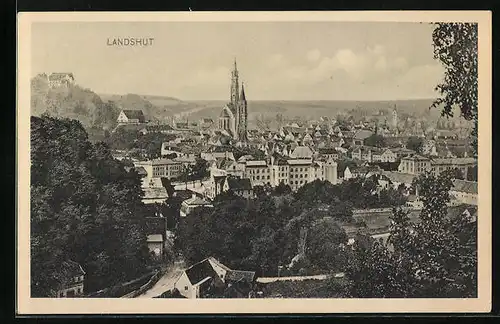 AK Landshut, Ortsansicht aus der Vogelschau