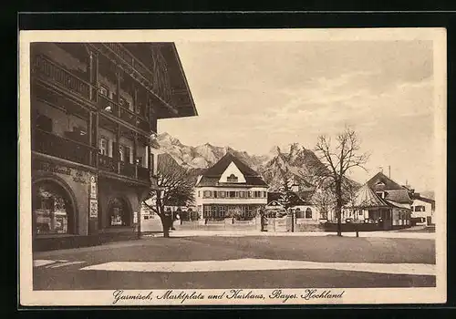 AK Garmisch, Marktplatz und Kurhaus