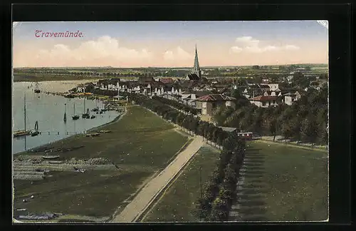 AK Travemünde, Ortspartie am Ufer, Boote