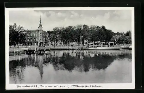 AK Woltersdorf, Gasthaus Behle, Haus am Flakensee, Schleuse