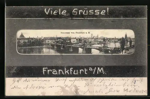 AK Frankfurt a. M., Panorama mit dem Main