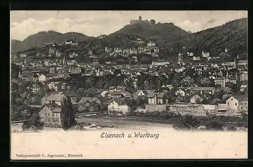 AK Eisenach, Teilansicht mit der Wartburg