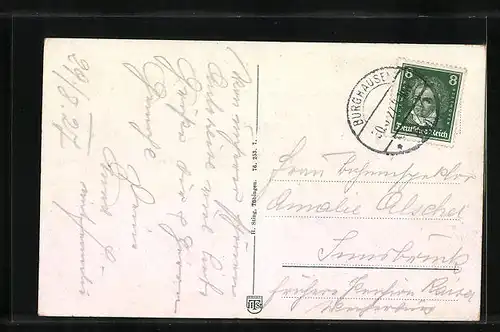 AK Burghausen a. d. Salzach, Uferpartie