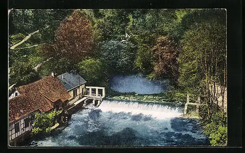 AK Blaubeuren, Blick auf den Blautopf, Zweitwasserreichste Karstquelle Deutschlands