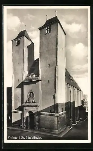 AK Freiberg i. Sa., Nicolaikirche in der Frontalansicht