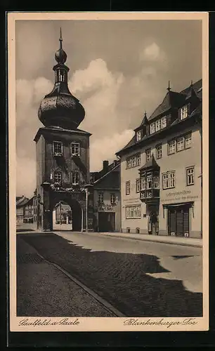 AK Saalfeld /Saale, Strassenpartie am Blankenburger Tor