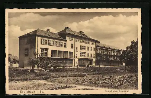 AK Ebersbach i. Sa., Bezirkskrankenhaus mit Garten