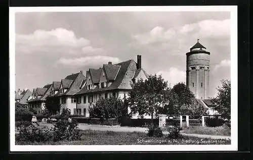 AK Schwenningen a. N., Siedlung Sauerwasen mit Turm