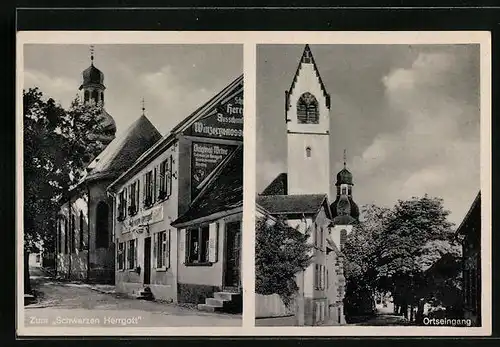 AK Zell /Pfalz, Gasthaus Zum Schwarzen Herrgott, Ortseingang