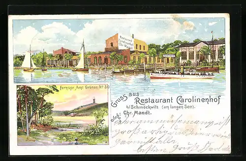 Lithographie Schmöckwitz, Restaurant Carolinenhof am langen See
