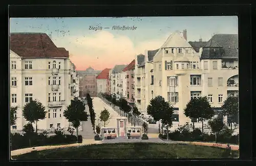 AK Berlin-Steglitz, Blick in die Althoffstrasse