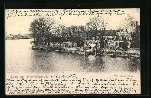 AK Berlin-Oberschöneweide, Gasthaus Wilhelminenhof am Wasser