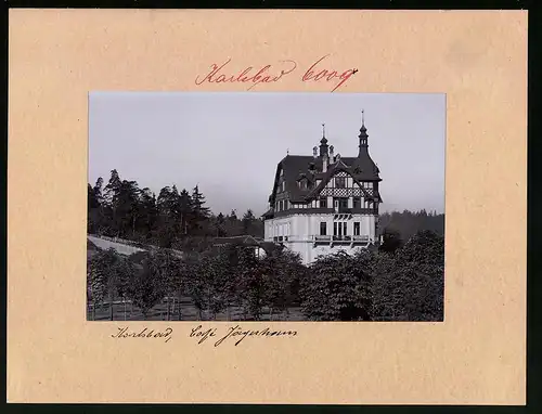 Fotografie Brück & Sohn Meissen, Ansicht Karlsbad, Blick auf das Cafe Jägerhaus