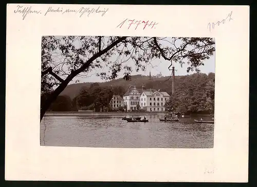 Fotografie Brück & Sohn Meissen, Ansicht Tetschen, Schlossteich mit Gondelbetrieb
