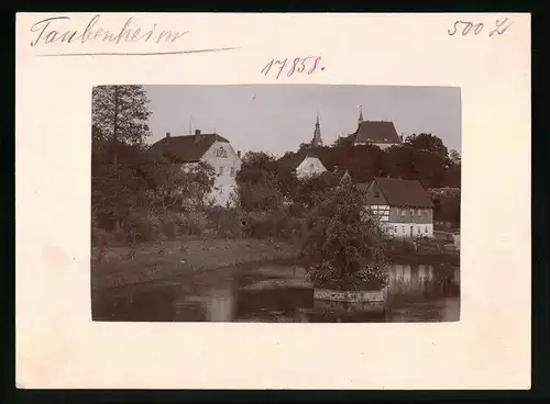 Fotografie Brück & Sohn Meissen, Ansicht Taubenheim, Uferpartie mit Fachwerkhaus