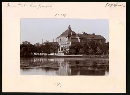 Fotografie Brück & Sohn Meissen, Ansicht Borna, Real-Gymnasium, Schule, Schulhaus
